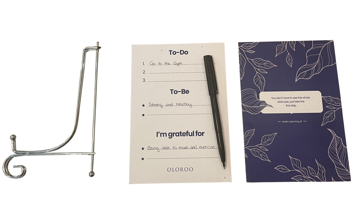 Planner & Motivational Card Set with Free Silver Foldable Stand