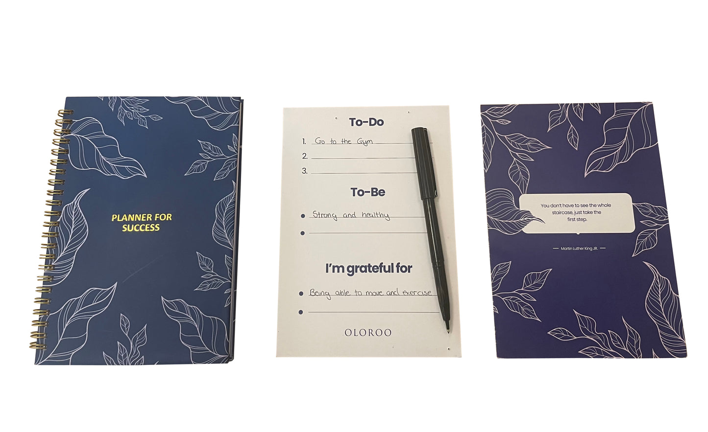 Planner & Motivational Card Set with Free Silver Foldable Stand